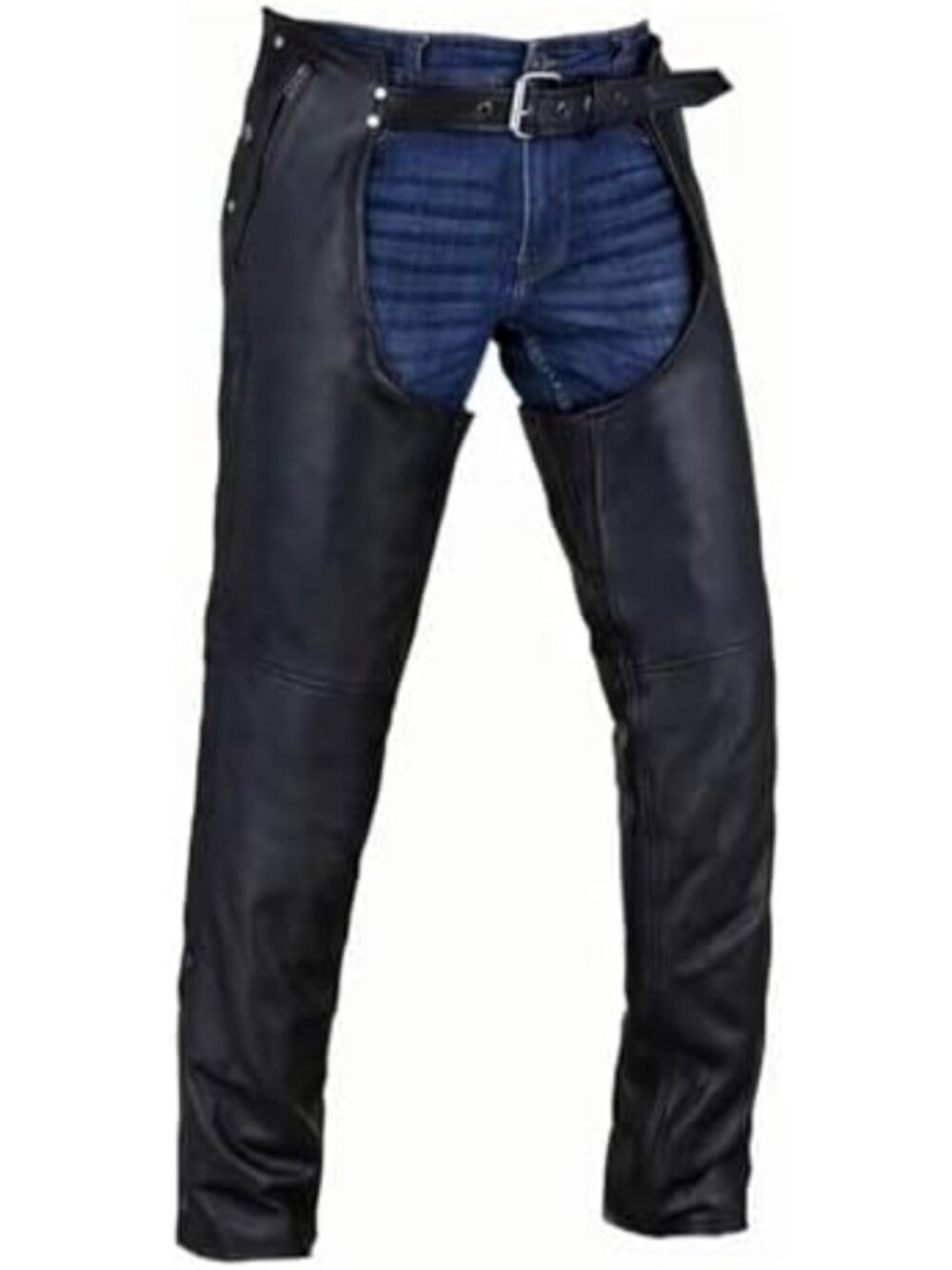 Unisex Black Leather Motorcycle Chaps - Soft Biker Riding Pants for Adventure